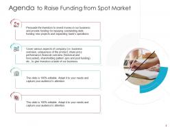 Investor pitch presentation to raise funds from spot market powerpoint presentation slides