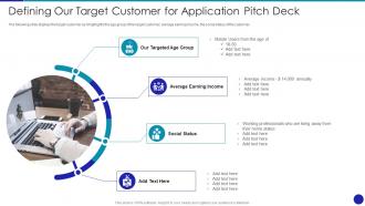 Investor Presentation For Software Development Defining Our Target Customer For Application Pitch Deck