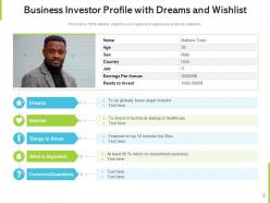 Investor profile business investment sureness financial assessment