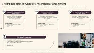 Investor Relations And Communication Sharing Podcasts On Website For Shareholder Engagement