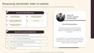Investor Relations And Communication Showcasing Shareholder Letter On Website