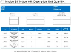 Invoice bill image with description unit quantity discount