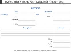 Invoice blank image with customer amount and description