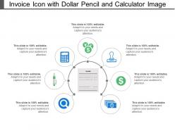 Invoice icon with dollar pencil and calculator image