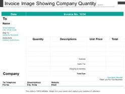 Invoice image showing company quantity description price total