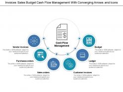 Invoices sales budget cash flow management with converging arrows and icons
