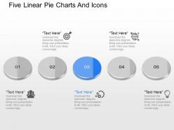 Io five linear pie charts and icons powerpoint template