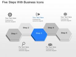 Io five steps with business icons powerpoint template