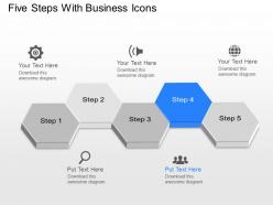 Io five steps with business icons powerpoint template