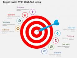 Io target board with dart and icons flat powerpoint design