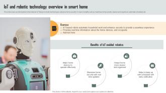 IoT And Robotic Technology Overview In Smart Home Role Of IoT Driven Robotics In Various IoT SS