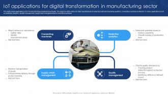 IoT Applications For Digital Transformation In Manufacturing Sector
