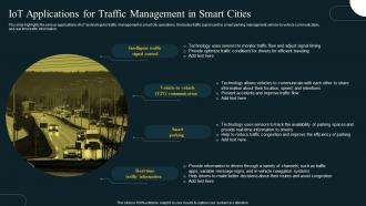 IoT Applications For Traffic Management In IoT Revolution In Smart Cities Applications IoT SS