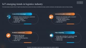 IOT Emerging Trends In Logistics Industry Applications Of IOT SS