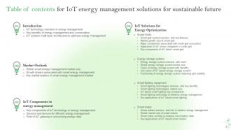 IoT Energy Management Solutions For Sustainable Future Powerpoint Presentation Slides IoT CD Engaging Professional