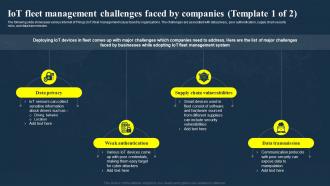 IOT Fleet Management Challenges Faced By Companies Template 1 Of 2 IOT Fleet Management IOT SS V