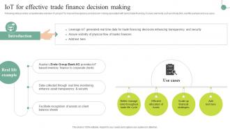 IoT For Effective Trade Finance Decision Making Comprehensive Guide For IoT SS