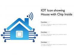 Iot icon showing house with chip inside