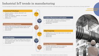 IoT In Manufacturing Industry Powerpoint Presentation Slides IoT CD V Engaging Unique