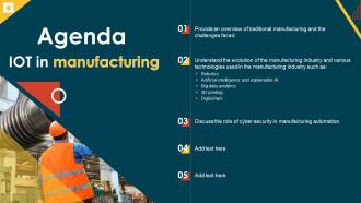 IoT In Manufacturing IT Agenda Ppt Powerpoint Presentation File Backgrounds