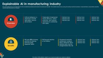 IoT In Manufacturing IT Explainable AI In Manufacturing Industry Ppt Information