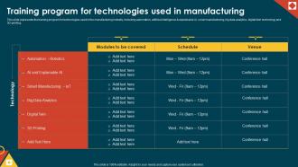 IoT In Manufacturing IT Training Program For Technologies Used In Manufacturing