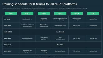 IoT Platforms For Smart Device Training Schedule For It Teams To Utilize IoT Platforms
