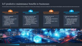 IOT Predictive Maintenance Benefits To Businesses Applications Of IOT SS