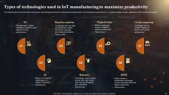 IoT Solutions In Manufacturing Industry Powerpoint Presentation Slides IoT CD Content Ready Impactful