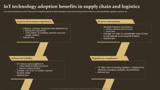 IoT Technology Adoption Benefits In Supply IoT Supply Chain Management IoT SS