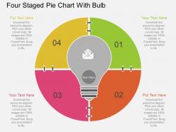 Ip four staged pie chart with bulb flat powerpoint design