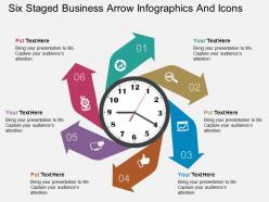 Ip six staged business arrow infographics and icons flat powerpoint design