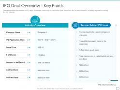 Ipo deal overview key points pitchbook for initial public offering deal ppt images