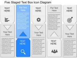 Iq five staged text box icon diagram powerpoint template