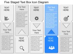 Iq five staged text box icon diagram powerpoint template