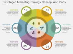 Iq six staged marketing strategy concept and icons flat powerpoint design