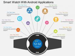 Iq smart watch with android applications flat powerpoint design