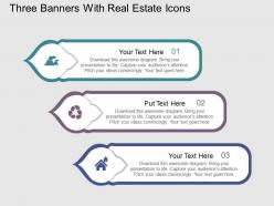 Iq three banners with real estate icons flat powerpoint design