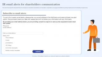 IR Email Alerts For Shareholders Communication Communication Channels And Strategies