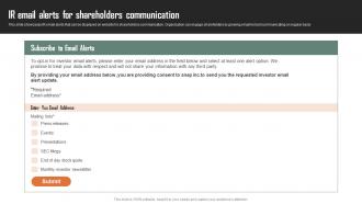 IR Email Alerts For Shareholders Communication Strategic Plan For Shareholders