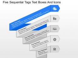Ir five sequential tags text boxes and icons powerpoint template