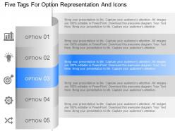 Ir five tags for option representation and icons powerpoint template