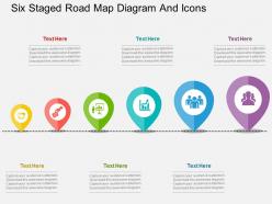 Ir six staged road map diagram and icons flat powerpoint design