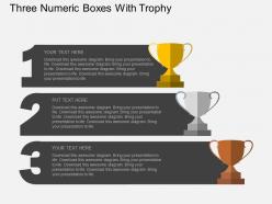 Ir three numeric boxes with trophy flat powerpoint design