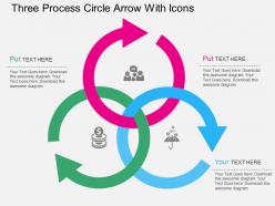 Is three process circle arrow with icons flat powerpoint design
