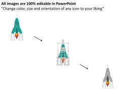 Is three staged rocket graphics text boxes flat powerpoint design