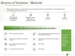 Ishikawa analysis organizational sources of variation material production stage ppt example file