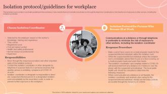 Isolation Protocol Guidelines For Workplace New Normal Adaption Playbook