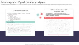 Isolation Protocol Guidelines For Workplace Pandemic Business Playbook