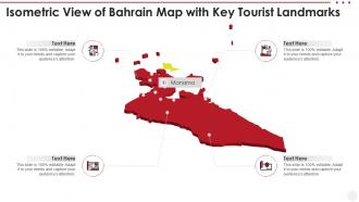 Isometric view of bahrain map with key tourist landmarks